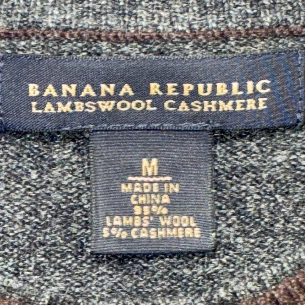 Banana Republic Crewneck Sweater Mens Large Maroon Gray Lambswool Cashmere